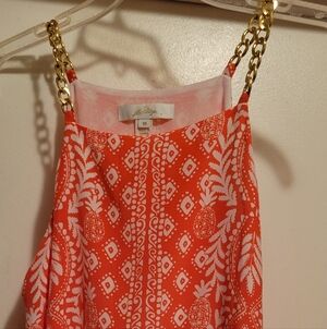 Lilly Pulitzer Joannah silk top with Gold Chain Straps Size 10